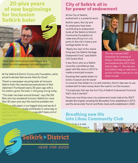 DcfSelkirk's tweet photo. Check out SDCF’s New Beginnings Community Report, it’ll bring you up to speed on your donations in action! Online https://t.co/bSxOXjd0sL and in this week’s @selkirkrecord https://t.co/qnZwO3UfFn