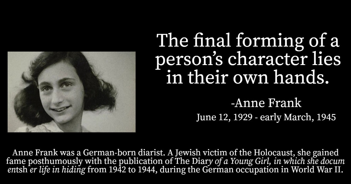 Anne Frank was born this day (June 12) in 1929.