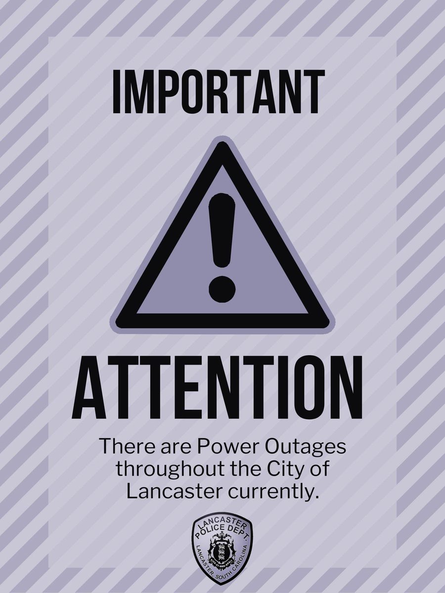 🗣️PSA

Citizens, there are several stop lights in the City of Lancaster that are without power. This is because of a power outage affecting homeowners and businesses in the City of Lancaster. 

Consider all intersections without power a 4-way stop. 

#TargetZero
