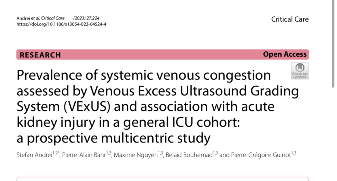Ojo con el #VExUS y ya lo avisábamos. En pacientes de UCI no se observan diferencias y no tiene implicaciones pronosticas. Parece q los pacientes del artículo original están muy seleccionados (obvio). #seveiavenir