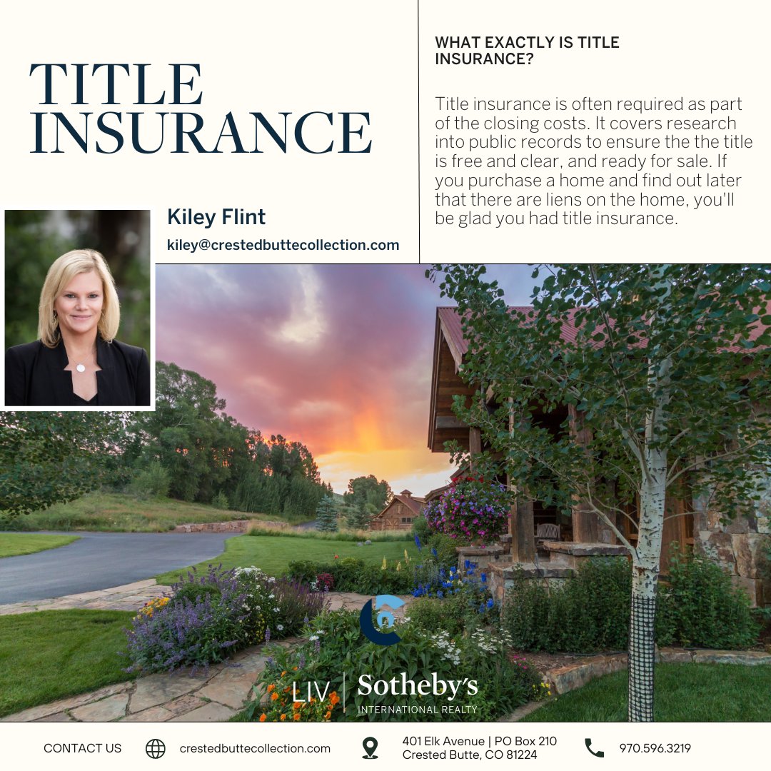 What Exactly Is Title Insurance? Learn more here!

crestedbuttecollection.com/2023/06/12/wha…

#crestedbutte #crestedbutterealestate #crestedbutterealestateagent #crestedbutterealtor #kileyflint #crestedbuttecollection #LIVCrestedButte #LIVSIR #LIVSothebys #realestate #homebuying #homebuyers