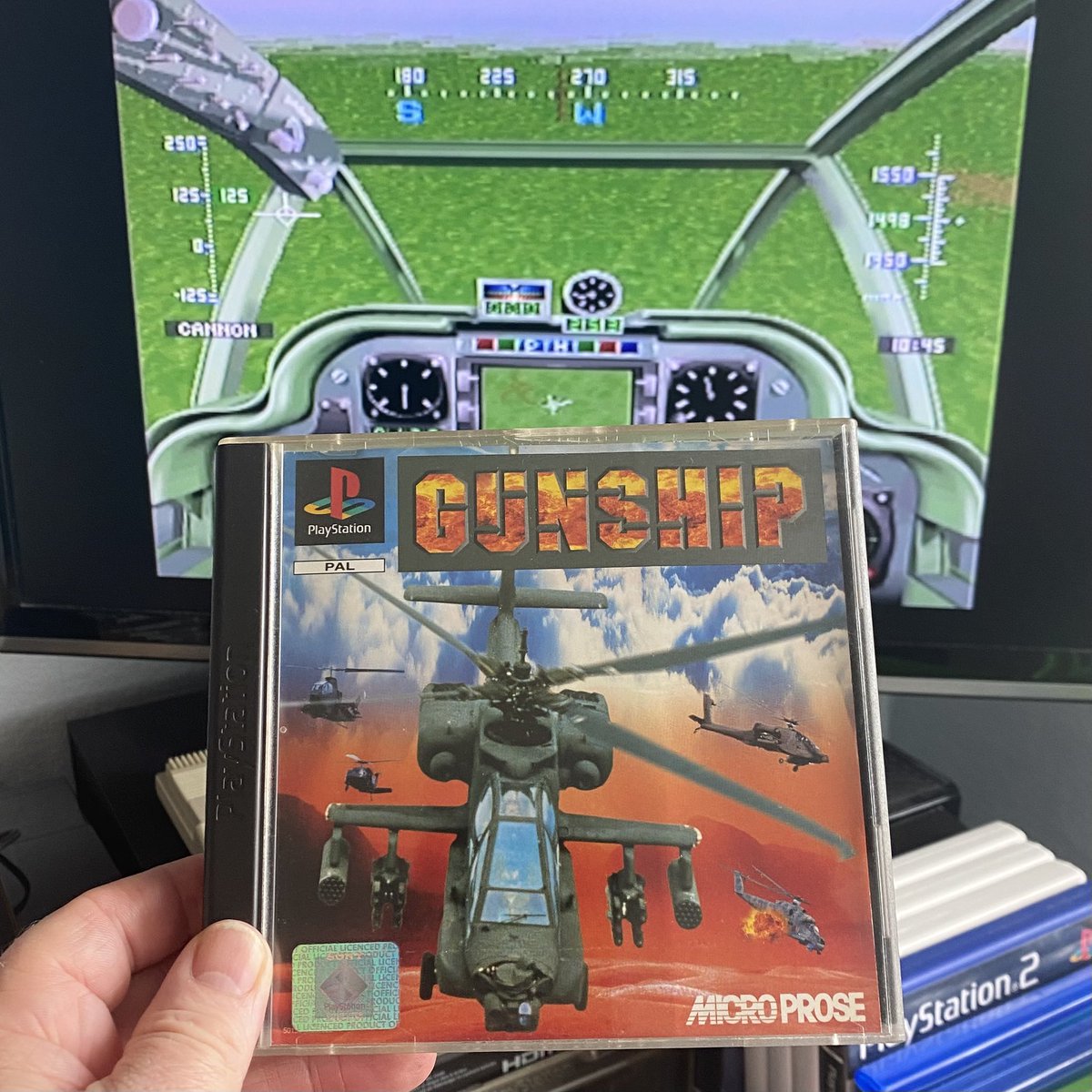 Today I have the #PS1 version of Gunship. The controls have obviously been simplified and yet remarkably this still manages to retain most of the classic gameplay. It maybe easier to fly but the missions remain tough... #Microprose #MicroproseMonday #Retrogaming #ShareYourGames
