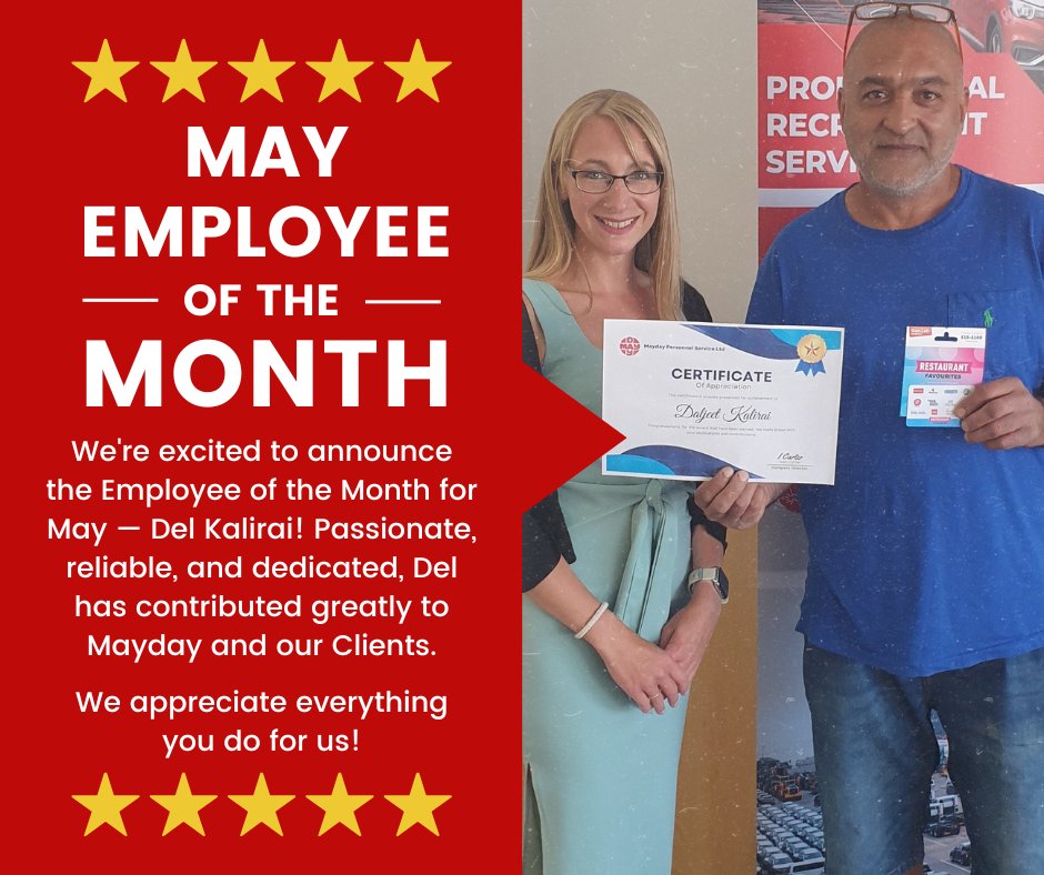 Congratulations Del, our Employee of the Month! 🎉
#Congrats #EmployeeOfTheMonth #Appreciation #ThankYou #MaydayPersonnel #MaydayEmployee