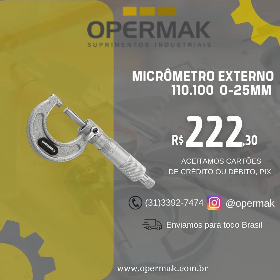 Opermak's tweet photo. Micrômetro Externo 0-25mm
Digimess, com aquele precinho em conta 😁?
Só aqui na Opermak! Garanta o seu de forma prática e
rápida através do nosso WhatsApp. IMPERDÍVEL!
#micrômetros #micrômetroexterno
#instrumentosmedição #Digimess #tornearia
#usinagem #ferramentasusinagem https://t.co/FqJsCGGOKP