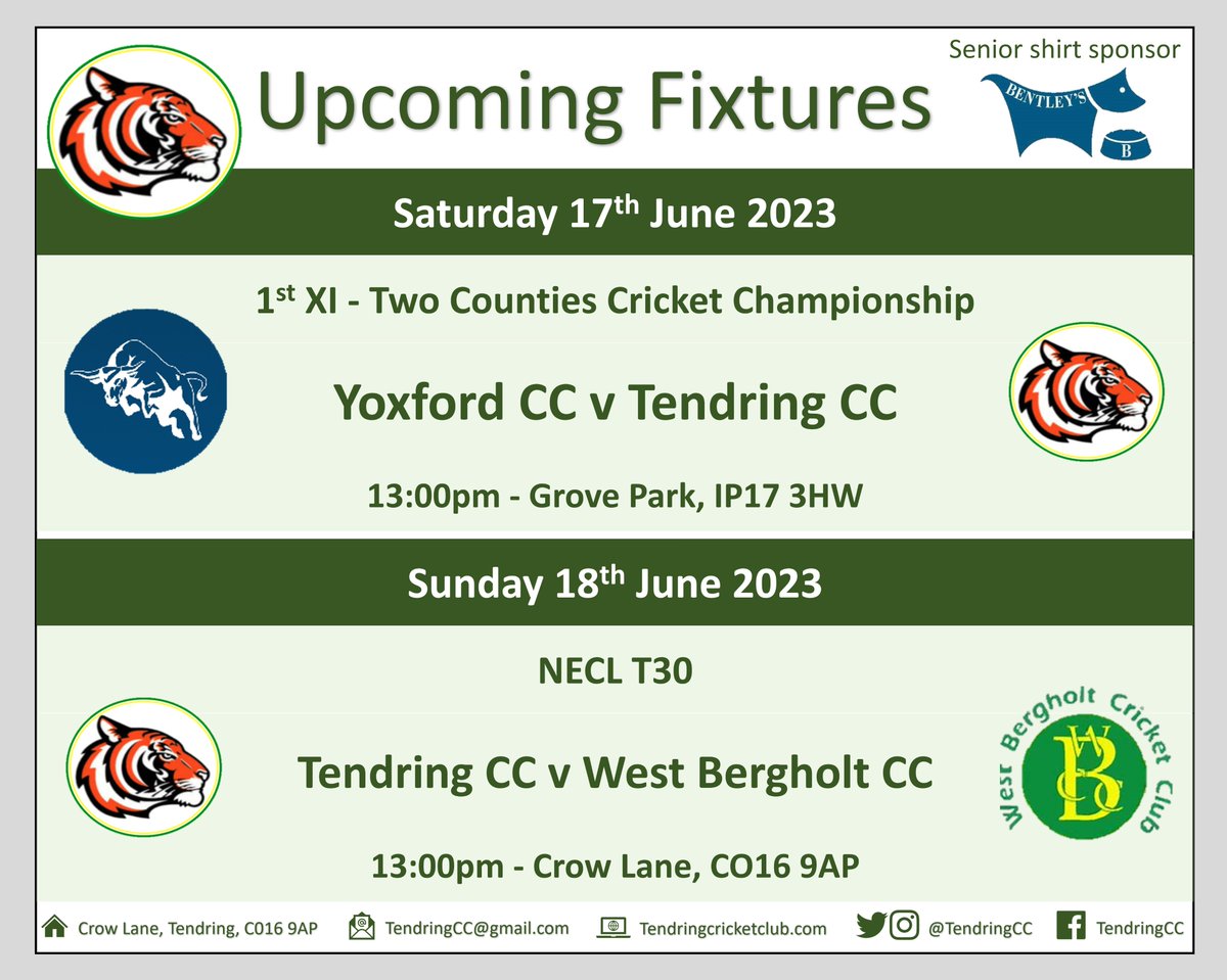 The 1st XI return to action at Yoxford next Saturday, whilst the T30 side host West Bergholt.