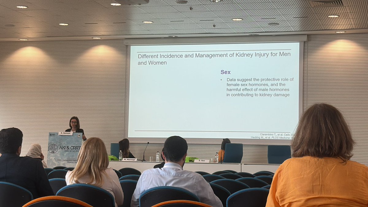 Great Presentation! 
-Different Incidence and Managemenr of Aki for Men Women  👉 fewer women than men are treated with dialysis in ESRD! 👈 @VicenzaCourse #akicrrt2023