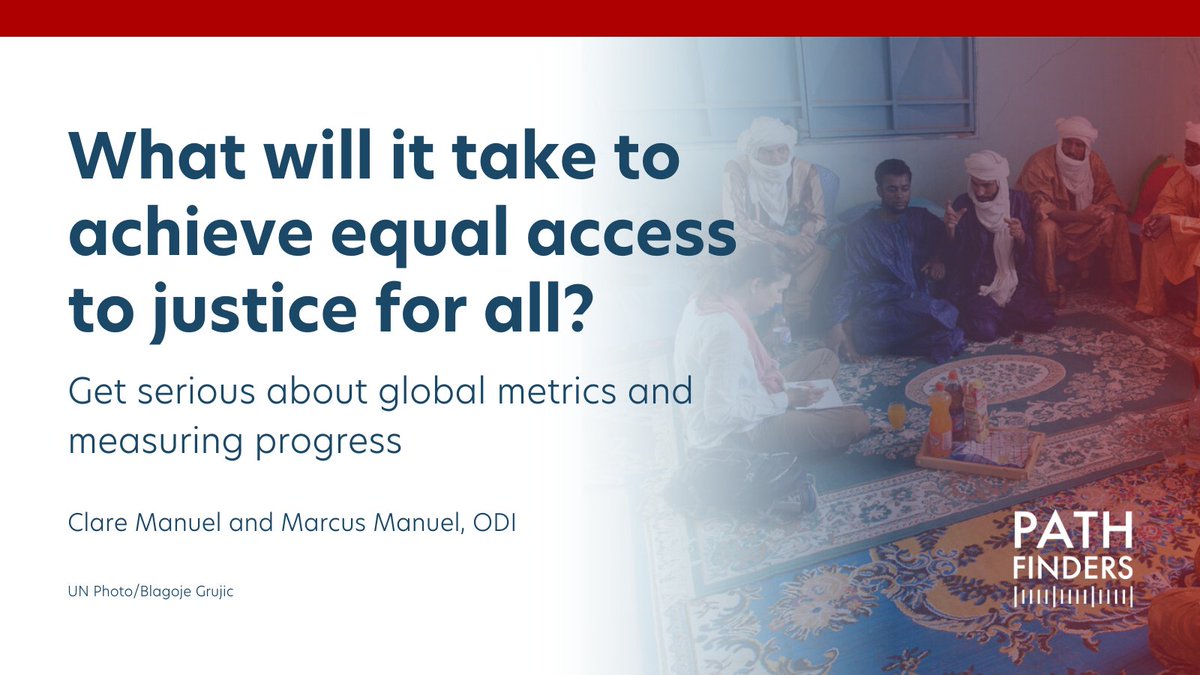 Achieving measurable progress in #accesstojustice will involve the justice sector developing global metrics like those that have helped improve access to health and education services.

✍️ @ODI_Global experts Clare Manuel and Marcus Manuel explain: medium.com/sdg16plus/get-…