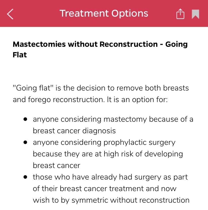 BreastAdvocate's tweet photo. Check out this great info in the Breast Advocate App: "Mastectomies without Reconstruction - #GoingFlat" https://t.co/13l06ga4mG
Download the free app at https://t.co/ja4hSj2nkM to view this content.
#YourTreatmentYourVoice #BreastCancer https://t.co/Mwcxd9VI4s