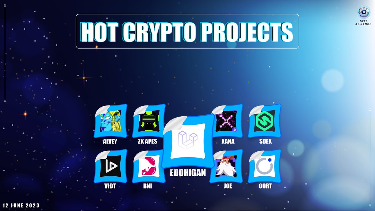 Hot crypto Projects 
@Edohigan_NW
@AlveyChain
@zk_apes
@XANAMetaverse
@realSmarDex
@VIDT_DAO
@bitindichain
@traderjoe_xyz
@oortech

#DefiAlliance #Bsc #BNBChain #Trending #cryptocurrency #DeFi #ETH