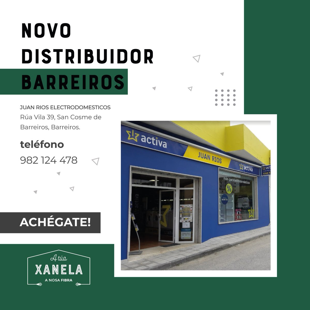 Barreiros! Temos novo distribuidor na zona:
Juan Ríos Electrodomésticos