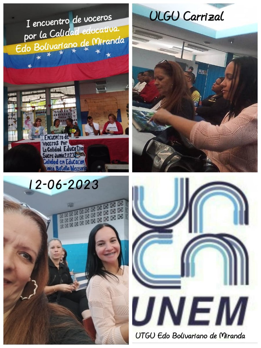 #Entérate 📣|| La #UTGUMiranda dijo presente en el I Encuentro de Voceros por la Calidad Educativa en el estado. Seguimos trabajando en la formación de los profesionales del mañana.
#IránYVenezuelaUnidas 
<a href="/NicolasMaduro/">Nicolás Maduro</a> 
<a href="/_LaAvanzadora/">Yelitze Santaella</a>
@MPPEDUCACION
<a href="/sandraoblitasr/">Sandra Oblitas Ruzza</a>
<a href="/MPPEUVEN/">MPPEU</a>