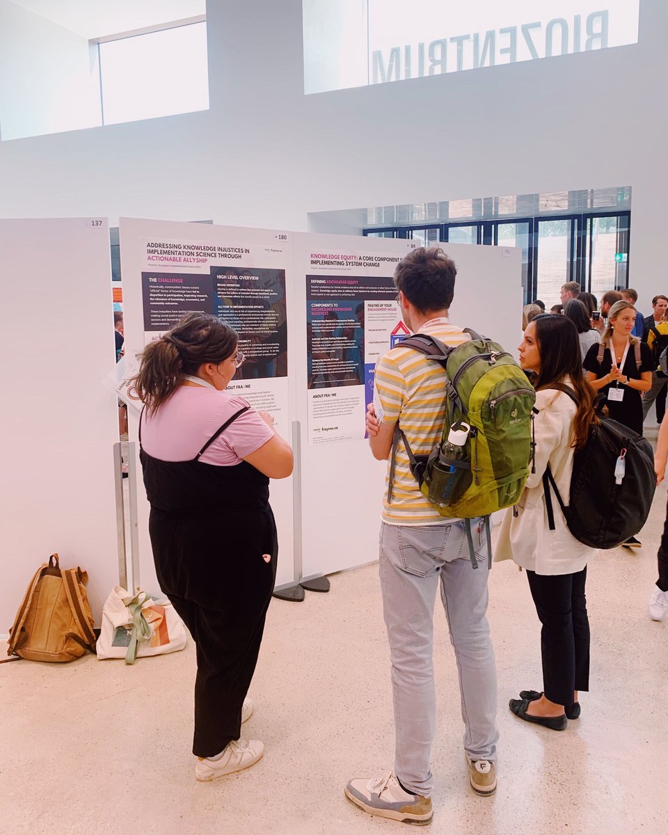 🌟 Frayme at #EIE2023! 🎉 Here's a glimpse of our Senior Engagement and Knowledge Equity Lead, Micaela, presenting our poster on "Knowledge Equity: A Core Component for Implementing System Change." 💡✨ @implementEIC 1/4