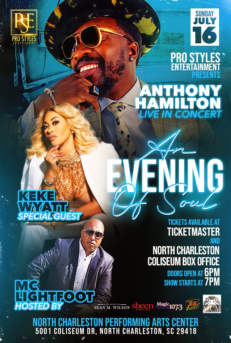 Don't miss An Evening of Soul with Anthony Hamilton with special guest Keke Wyatt Sunday, June 16th at the North Charleston Performing Arts Center. Get your tickets here: ticketmaster.com/event/2D005EB1…