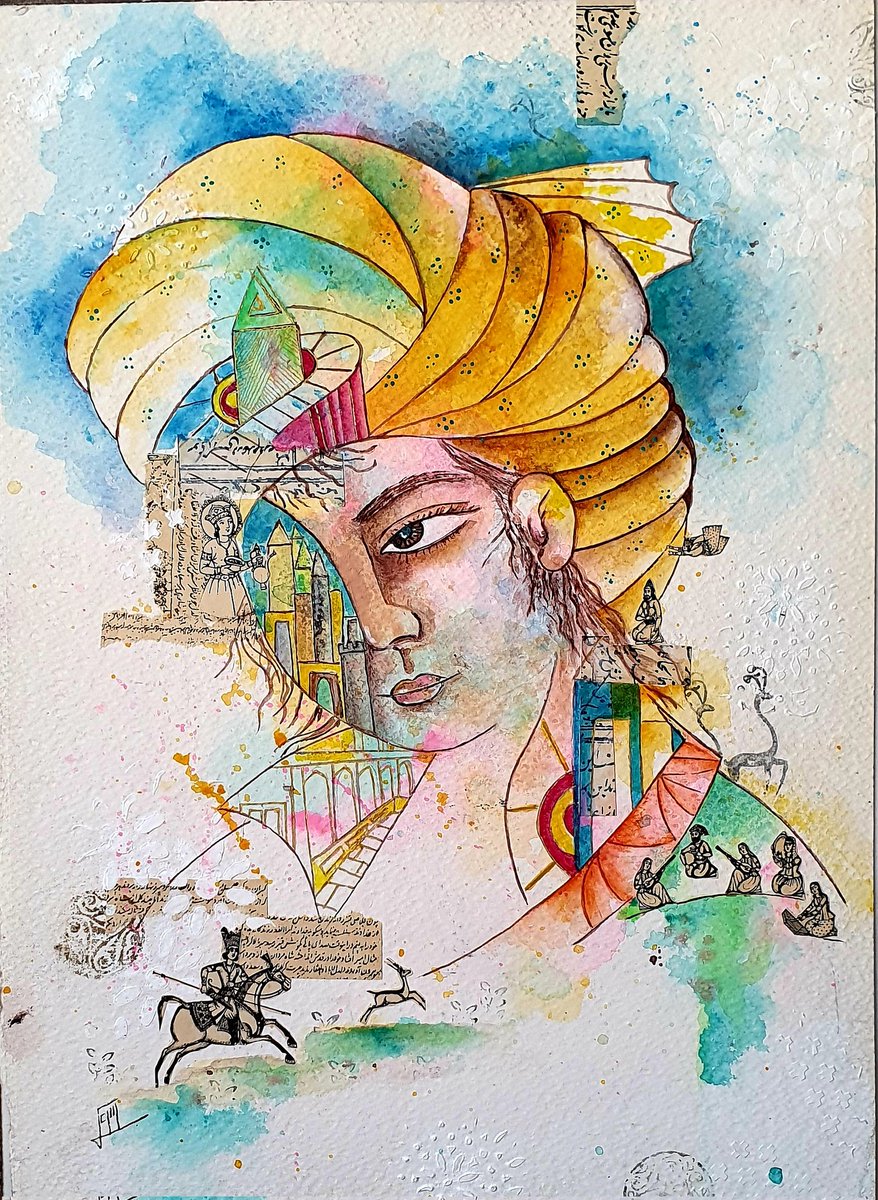 GN dear friends
This artwork is illustrated based on Khayyam's poetry. 
Technique: Mixed Media

#TNTNFT
#nftcommunity
#nftcollector
#200tezos