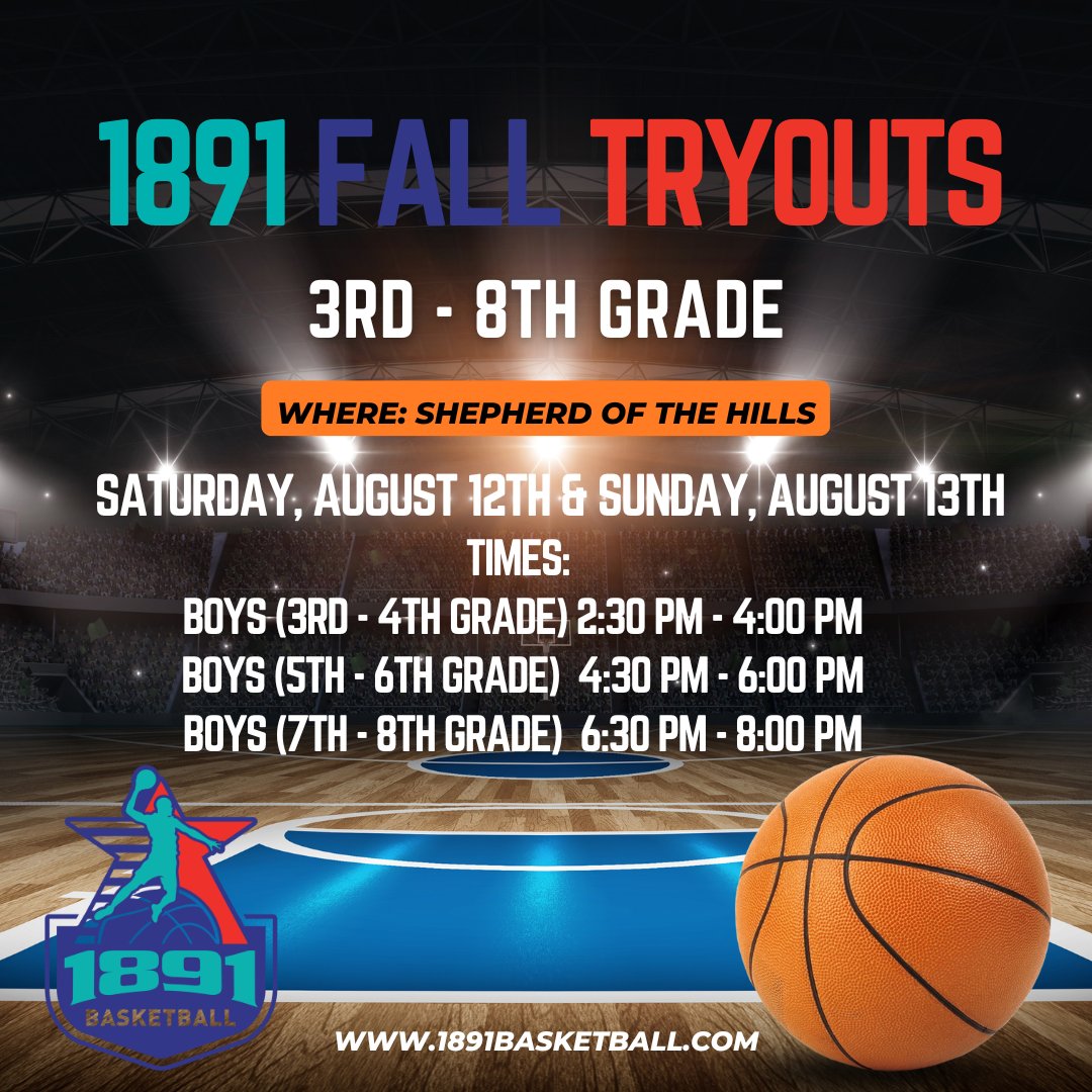 🏀 Calling all ballers! 📣 Get ready for the 1891 Basketball Tryouts this August! 🌟 Show off your skills, master the fundamentals, and join us on the court! 🏆 Don't miss this opportunity to showcase your basketball talent and be a part of something extraordinary!#1891Basketball