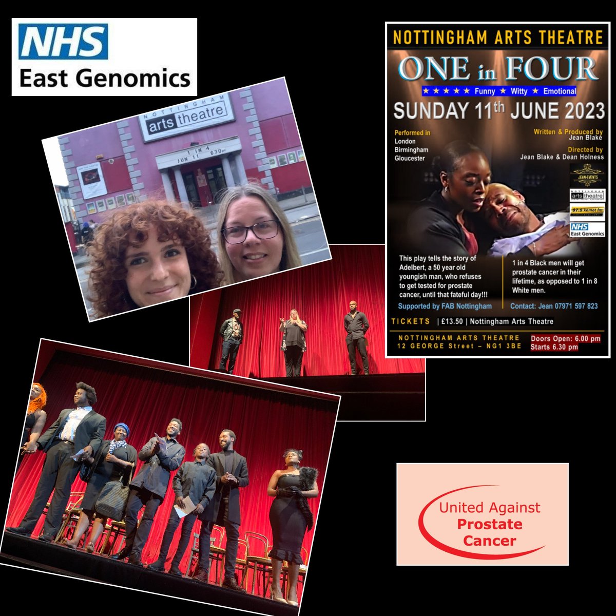🎭 Honoured guests at <a href="/events_jean/">Jean-Events</a> 1 in 4 stage play last night telling the story of a 50yr old black man who left it too late to get tested for #ProstateCancer Another great collab as part of the #UAPC <a href="/East_Genomics/">NHS East Genomics</a> project tackling #healthdisparities through #TheArts <a href="/NHSgms/">NHS Genomic Medicine Service</a>