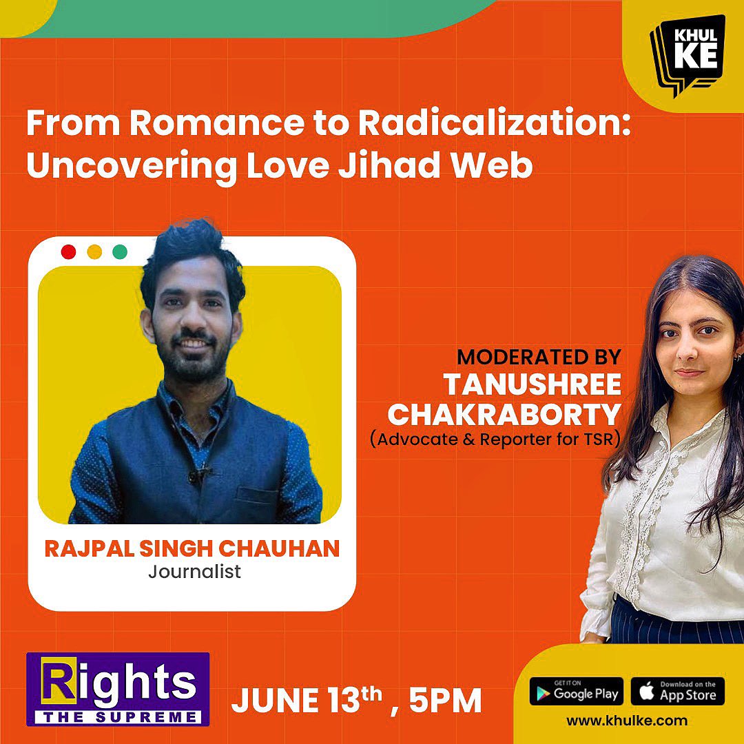 Romance to Radicalisation?

One of the biggest questions about Love Jihad is whether there is any data to support the claims made by society. 

Panelist Rajpal Singh Journalist will answer questions about #LoveJihad ! 

<a href="/kkroundtables/">Khul Ke RoundTables</a> <a href="/RajpalSinghLive/">Rajpal Singh</a> <a href="/shree_tanu_/">Tanushree Chakraborty</a> <a href="/AdvYuktiRathi/">Yukti Rathi</a>