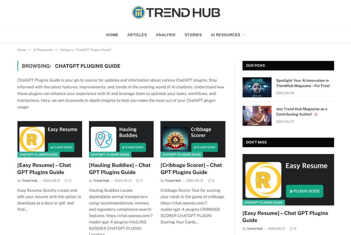 Discover 10 new GPT plugins! 🎉 More detailed than OpenAI. 🧐 For daily  updates on fresh plugins, follow us or visit Trend Magazine at trendhub.tsa.land/category/ai-re… 
🚀 #AI #ChatGPT #Plugins #GPTPlugins #PluginsGuide