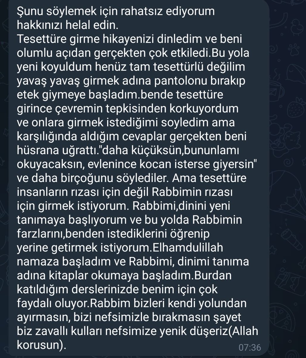 Tesettur hikayelerimiz, derslerimiz guzelliklere vesile oluyor elhamdulillah 🌿