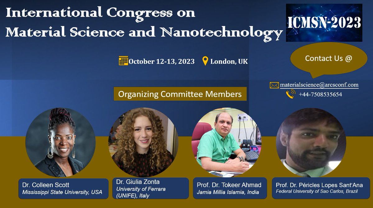 Speaker slots available!! Submit your abstract now! #callforpapers #International #Congress on #MaterialScience & #Nanotechnology during Oct 12-13, 2023 in #London, #UK #ARCS #ICMSN2023 #OCM #scienceconference #MaterialsResearch #research #Chemistry #Nano
arcs-international.com/conferences/ab…