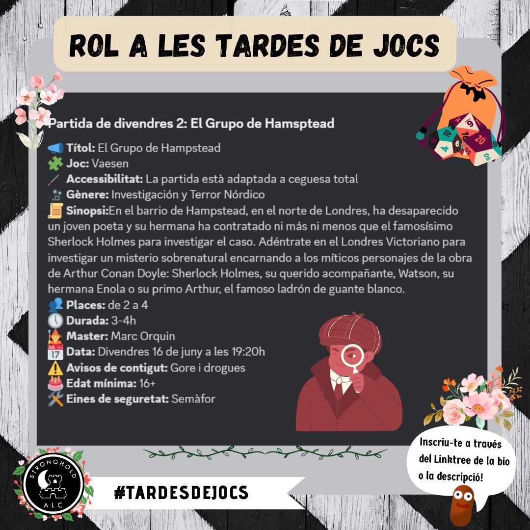 ALC_Stronghold's tweet photo. Aquest divendres a les #TadesDeJocs tenim dues partides de rol de misteris i fantasia fosca! #Witchcraft i #Vaesen, t'hi vols apuntar? Partides ideals per iniciar-se al #rol!
https://t.co/RSBbOGPgNV
#rol #rolaccessible #rolbarcelona https://t.co/mp3yUv6ugX