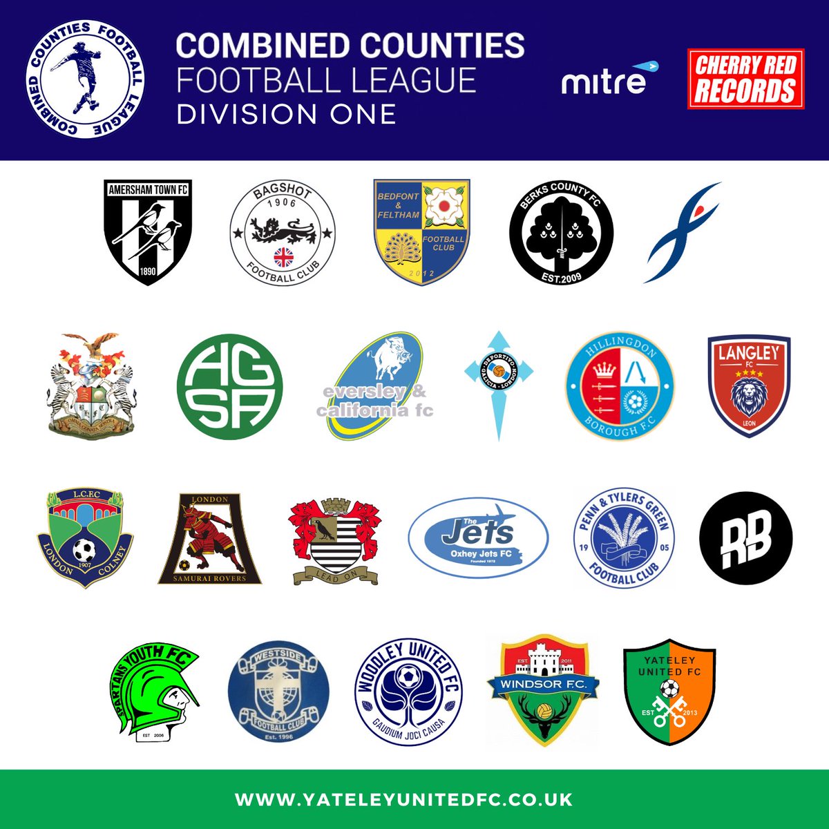 YateleyUtdFC's tweet photo. OUR 22 team @ComCoFL Division One Line-up for 2023/24.

All amazing ties in Step 6 for @SamWils69656804 and the First Team... GREEN ARMY! 💚🤍

More exciting news and announcements to follow... 

#YUFC 
#GreenArmy 
#UnitedForTheCommunity https://t.co/Tqe1qzRxXX