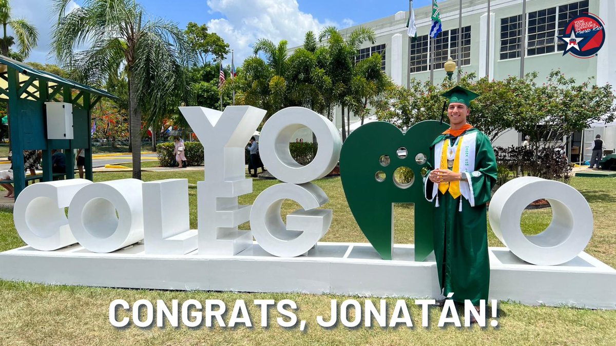 Last week, Jonatán Benítez, a member of the Puerto Rico Young Republican Federation, graduated with Magna Cum Laude honors in Industrial Engineering from the University of Puerto Rico at Mayagüez (RUM).

We are proud of you, @benitezjonatan1!

#PuertoRico #IndustrialEngineering