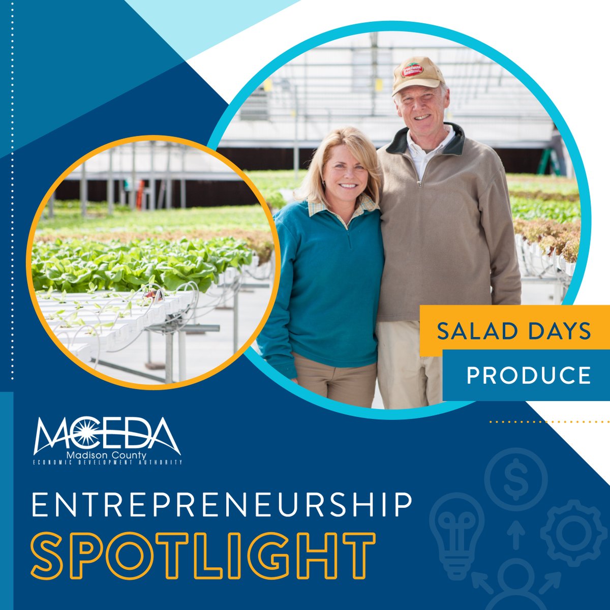 Meet @SaladDaysPro! Salad Days is a hydroponic farm owned by Jamie Redmond and Leigh Bailey specializing in growing pesticide-free produce and supplying a wide variety of lettuce all year! Learn more about Salad Days at saladdaysproduce.com.
#EntrepreneurshipSpotlight