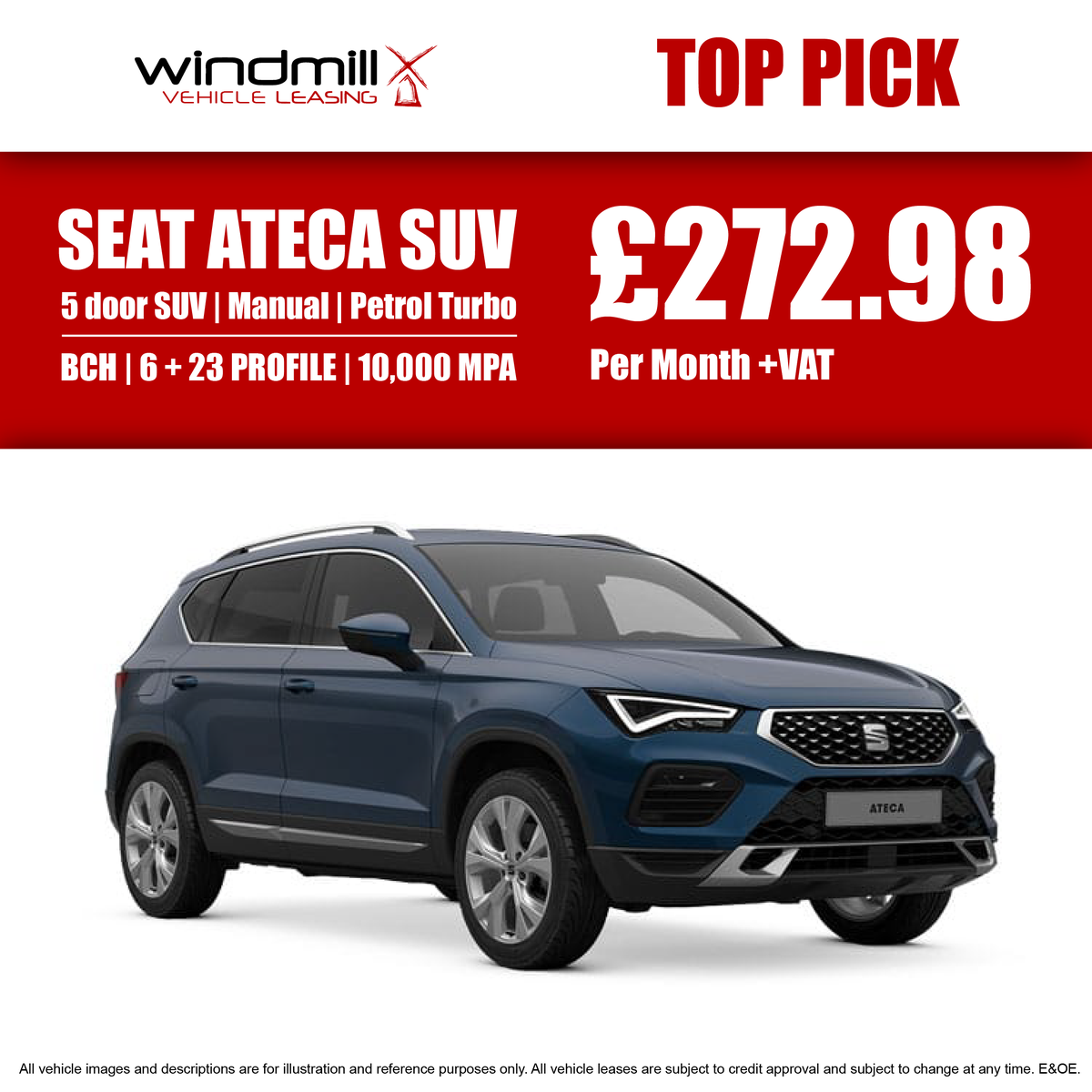 WindmillLeasing's tweet image. Order your brand new Seat Ateca for only £272.98 today! 

⚫ Business Contract Hire
⚫ 6 + 23 profile
⚫ 10,000 mpa

View deal online here - ow.ly/qf1X50OM3G9

Or call 01527 571610 to speak to one of the team