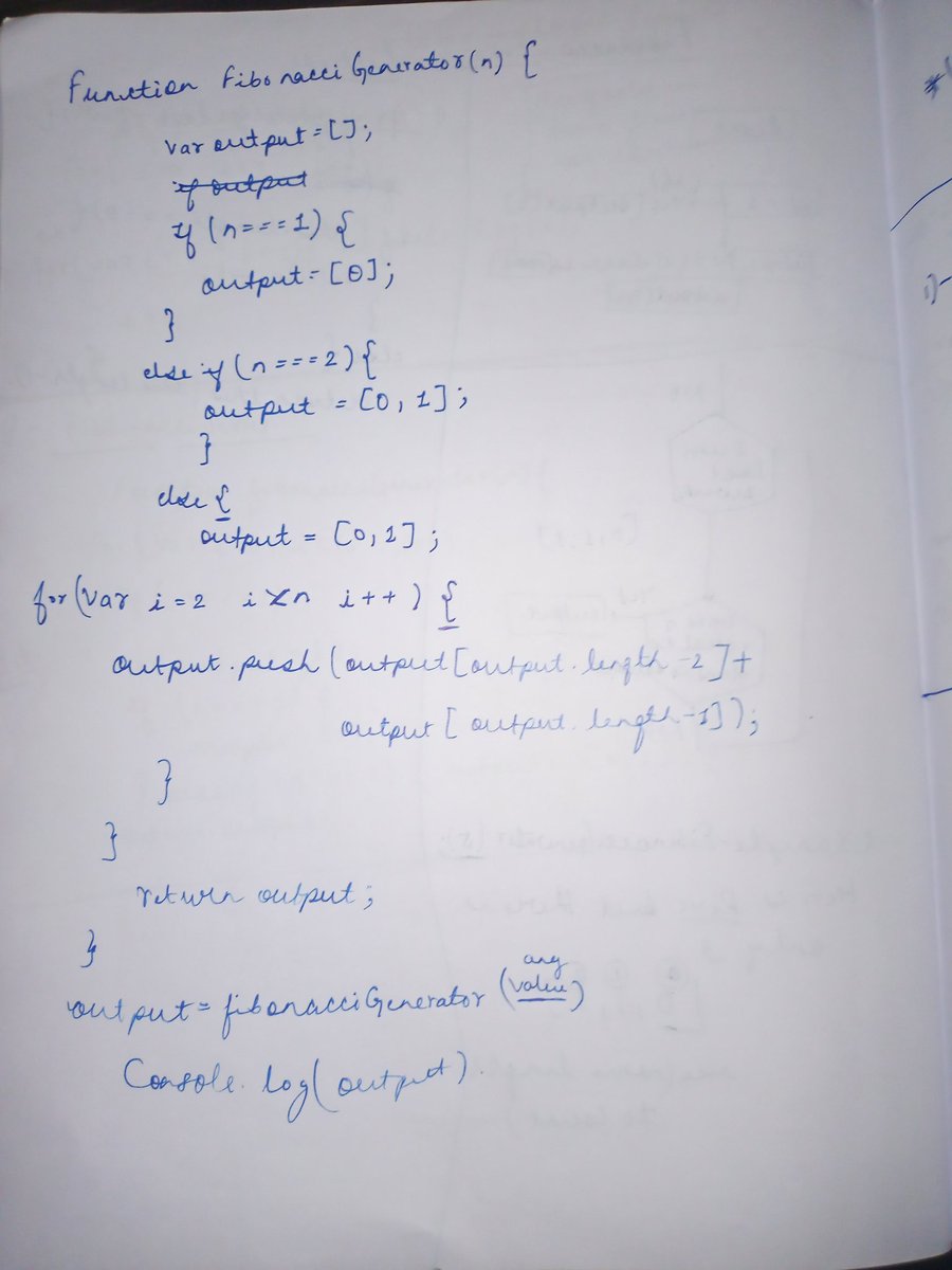 adityakrx's tweet photo. Update 2๐ฅ
From past few i am doing some javascript to improve my concepts I did Fizzbuzz challange and Fibonacci challenge as well.Full of fun and good for practice as well. Let's GO!!!
Sharing my way of learning i write code in (vs code+handwritten) ๐ค#101daysofcode #progress https://t.co/cPWQQlebgi