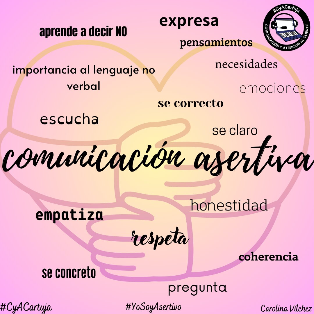 La habilidad que nos permite expresar sentimientos, opiniones y pensamientos, de forma adecuada, siendo oportunos y respetando a los demás
 #YoSoyAsertivo #CyACartuja