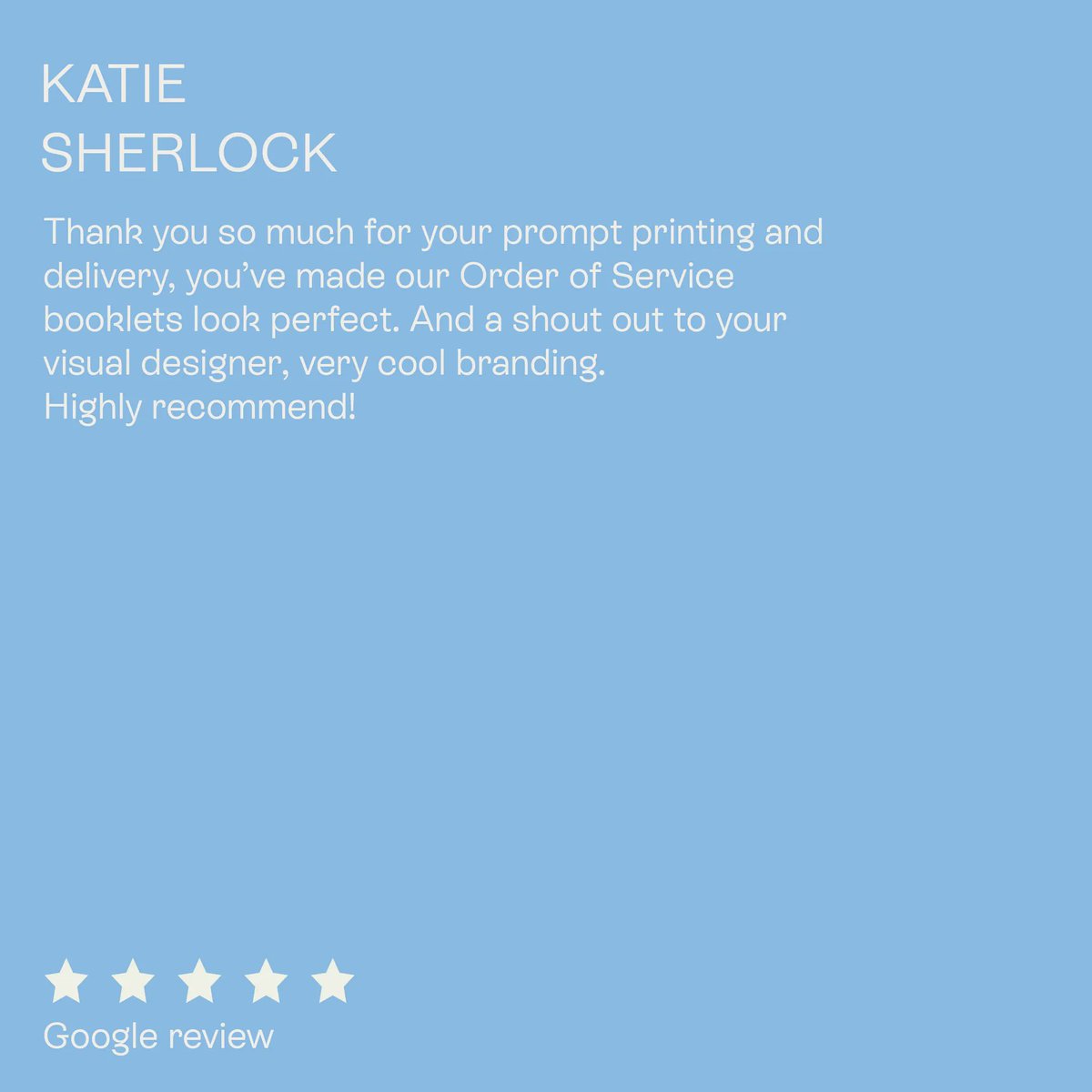 We've been getting some top notch Google Reviews recently 🤠 

Thanks to the lovely customers who took the time to leave such ace feedback! If you have a few mins to spare, we'd be so chuffed if you could to leave a review via the link - g.page/printwork/revi…