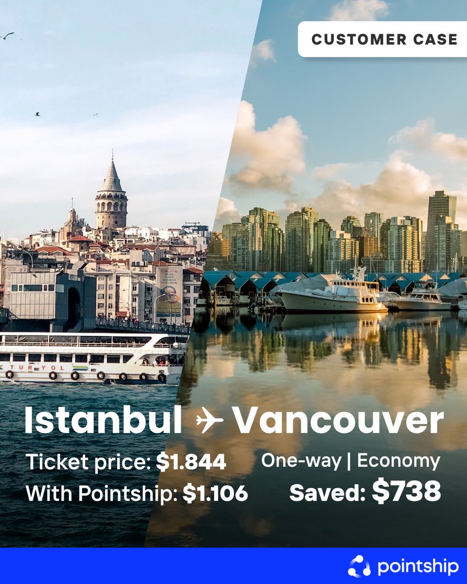 An example of our recent customer cases! ✈️ Save hundreds of dollars using Pointship!

The more expensive the ticket price, the more advantages you can catch. Keep in mind that you can save more on distant routes and/or Business Class.

#pointship #travelhacks #traveltips