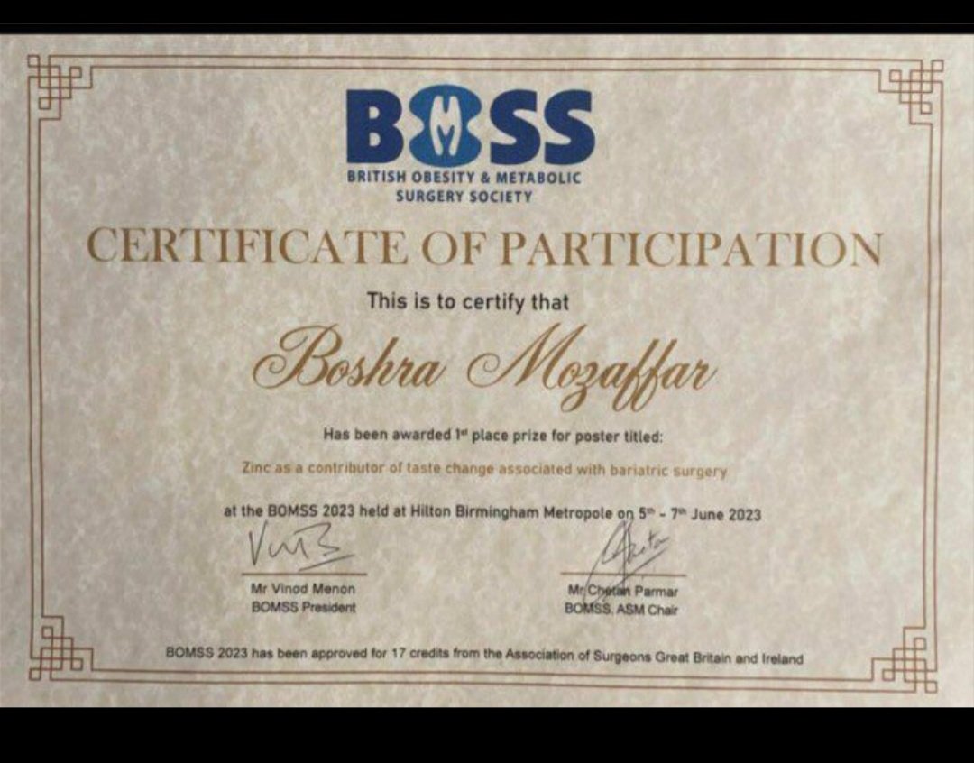 مبتعثة جامعة جازان د. بشرى مظفر تحصل على المركز الأول عالميّا بمؤتمر جراحة السمنة في بريطانيا، عن بحثها حول جراحة السمنة والتمثيل الغذائي، ضمن مئات الأبحاث المشاركة من مختلف دول العالم
ماشاءالله تبارك الله هذي اللي ترفع الراس ربي يحفظها . وليس صانعي المحتوى الهابط وهم كثر .