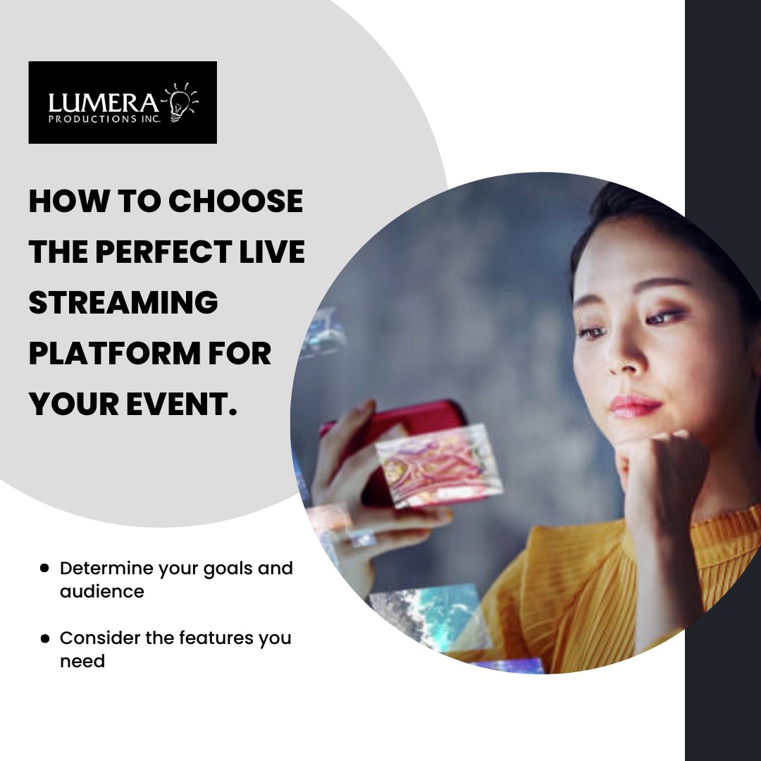 How to Choose the Perfect Live Streaming Platform for Your Event.
Determine your goals and audience
Consider the features you need

#videoproductioncompany #filmproductioncompany #corporatevideoproduction  #livestreamservices #documentaryproduction #corporateadvertising