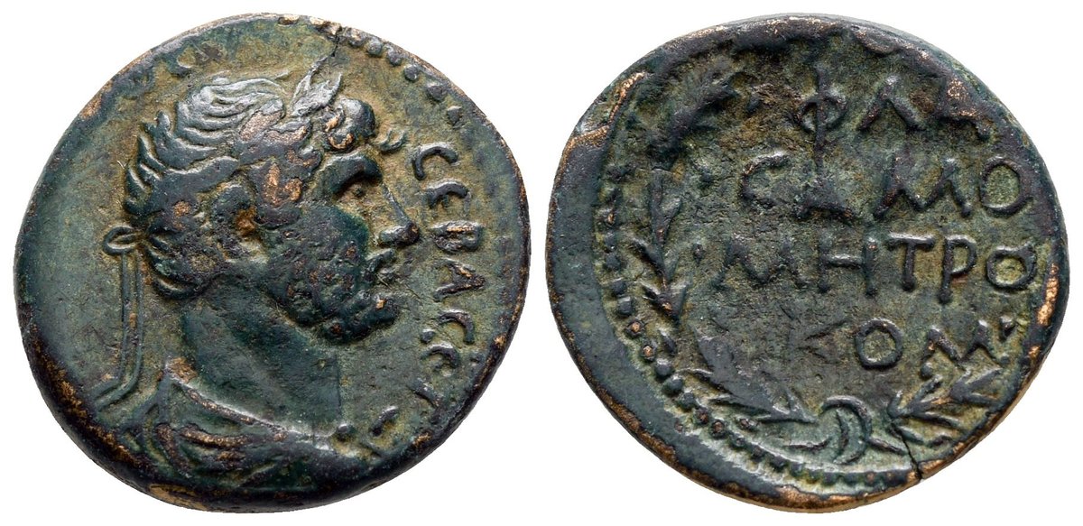 carolemadge's tweet photo. Coin of Hadrian from Samosata (Commagene/Syria). Æ19, AD 117-138. (RPC III 3419)
Hadrian visited the legionary fortress of Samosata in AD 123. #Hadrian1900 #Commagene #Syria
https://t.co/4U7fyEm6Lp https://t.co/tAAqkPARwo