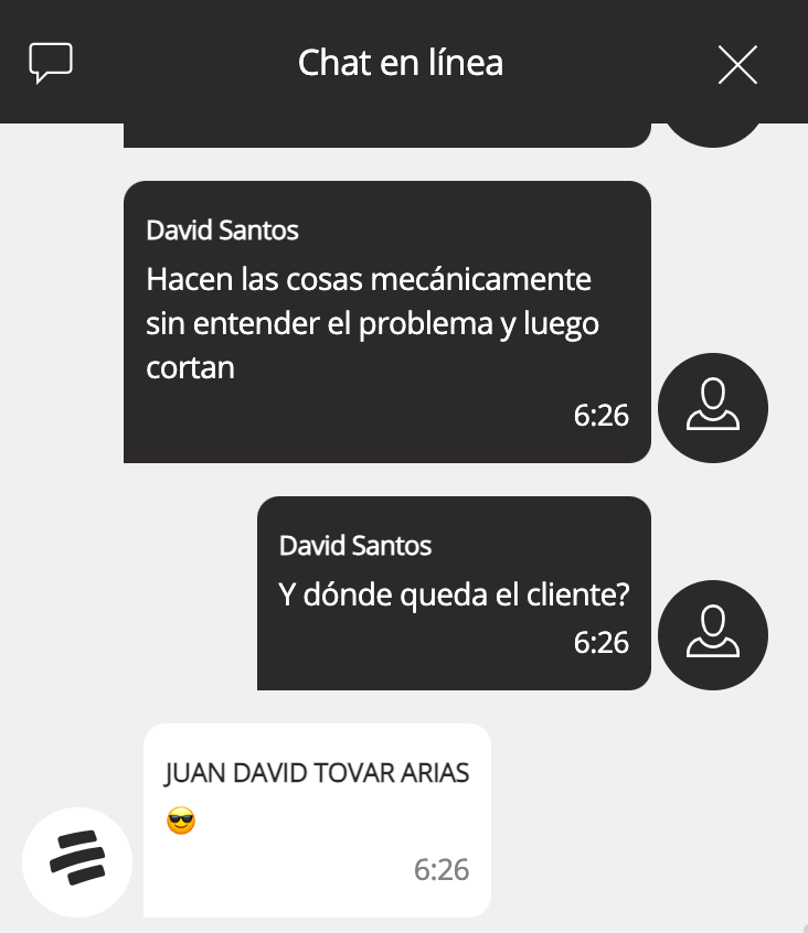Davidsantos82's tweet photo. @Bancolombia Soy residente en el exterior. Llevo una semana intentando activar la clave dinámica. He hablado con más de siete asesores. Todos se contradicen. Finalmente me la inscriben y luego la bloquean. Y con el octavo asesor que chateo se burla y me manda emoticones. https://t.co/ECplQs4aHa