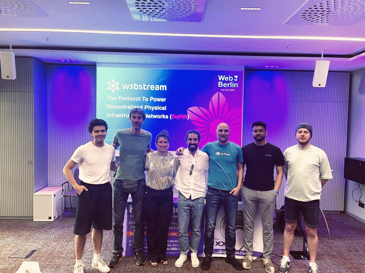 So much happened at @berlinWeb3com this weekend:

🎤 @zimne1 took @w3bstream_com Devnet to the big stage

👾 kicked off the virtual hackathon (register here! bit.ly/3N0qRLa) 

🛠 hosted a workshop on how to build #DePINs