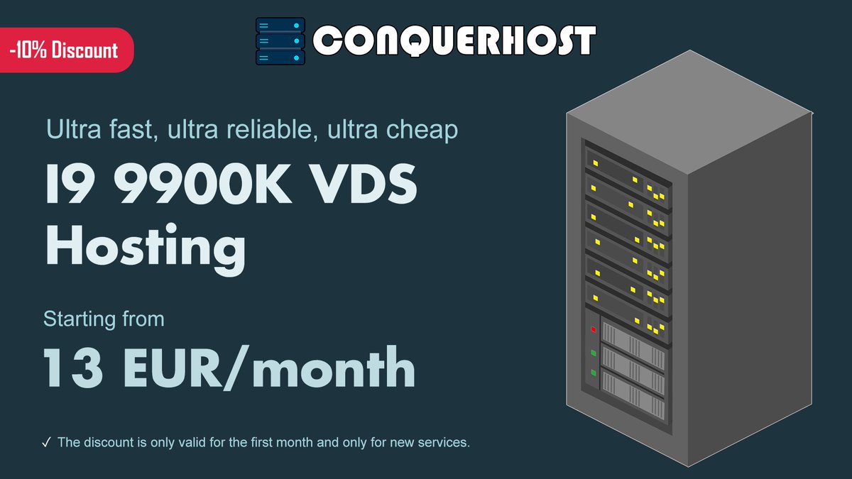 ConquerHost's tweet image. We are offering VDS hosting services! 😁

We give you the opportunity to try our services for just 13 euros/month with the I9-9900K!!

If you have any questions, it is recommended that you join our Discord server and open up a ticket.