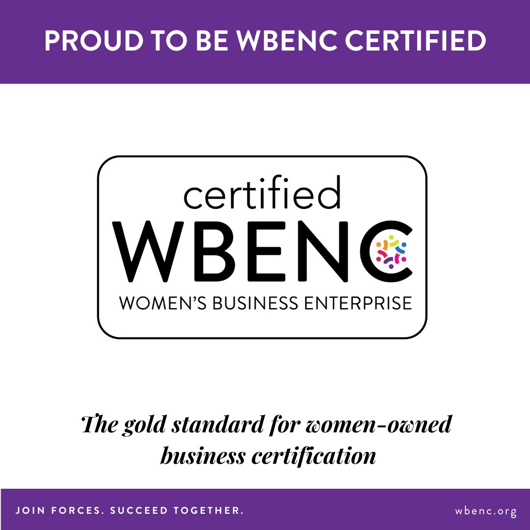 We are now certified as a Women's Business  Enterprise (WBE) through the Women's Business Enterprise National  Council (<a href="/WBENC/">Nick</a>). WBENC Certification is the gold standard for women-owned business certification in the United States. #womenownedbusiness
