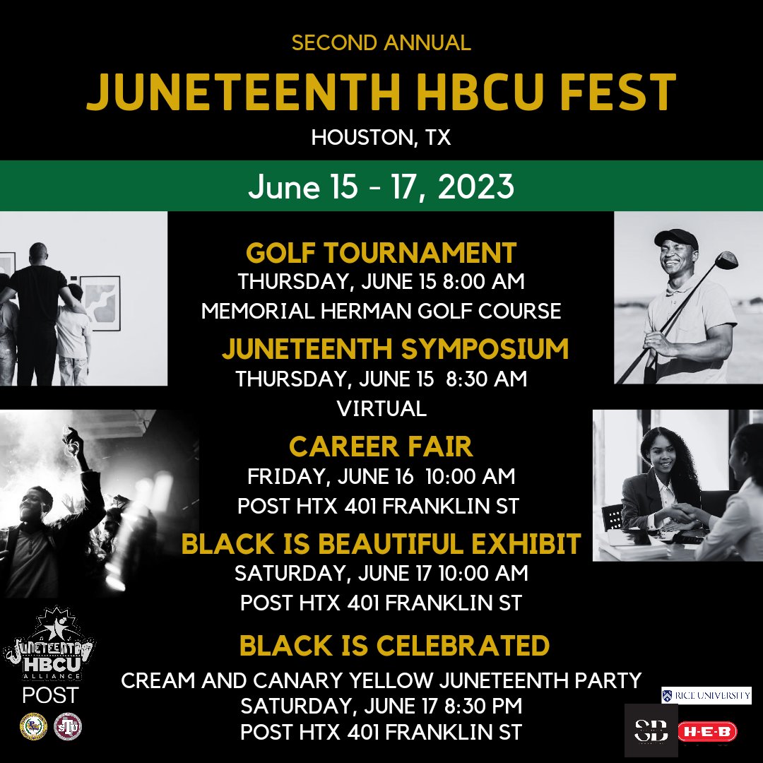 Join us this week as we kick off our annual Juneteenth HBCU Alliance Fest!!
:
#txsunaa #tsunaa #txsualumni #tsualumni #texassouthernalumni #juneteenth #hbcualliancefest #juneteenthhouston #juneteenthhbcualliance