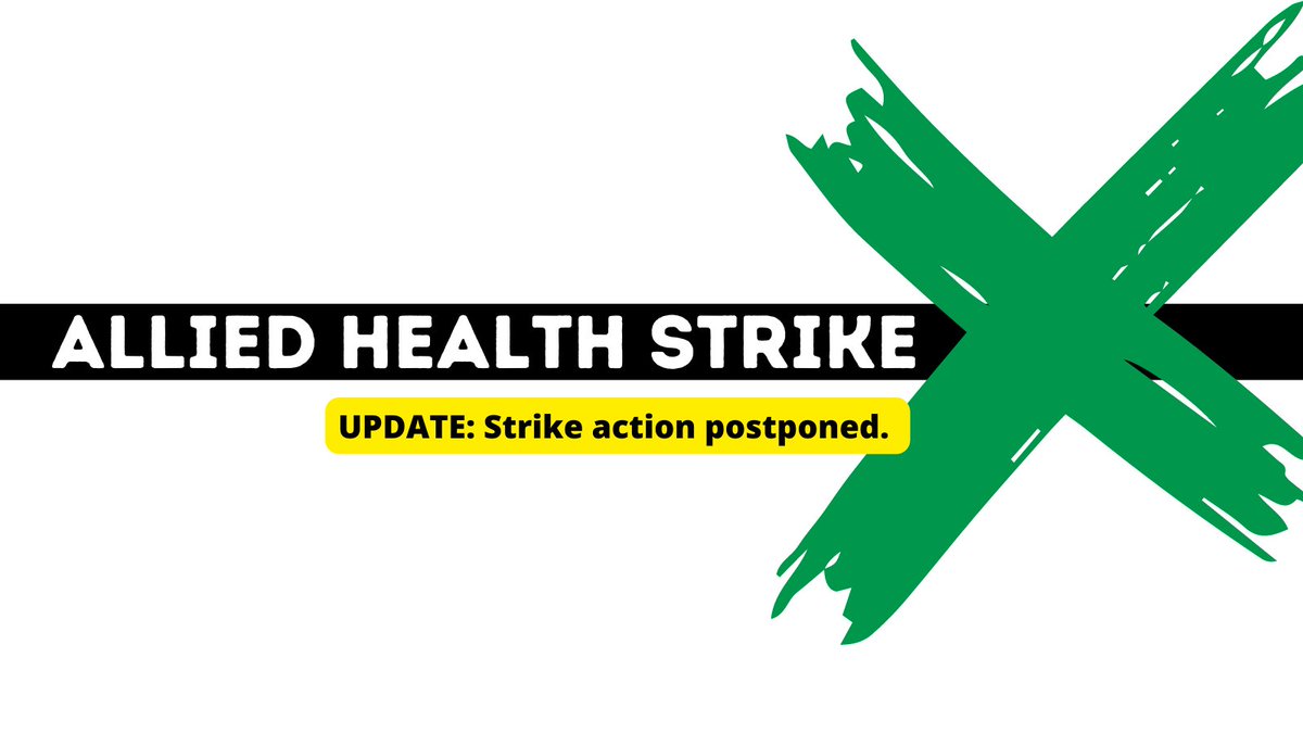 Early this morning, MAHCP began to make more significant monetary advances, including an agreement in principle on major monetary items. 
However, a strike has been postponed, not averted. We will see how this week goes. Strike prep will continue. 
#newdealnow #alliedhealth