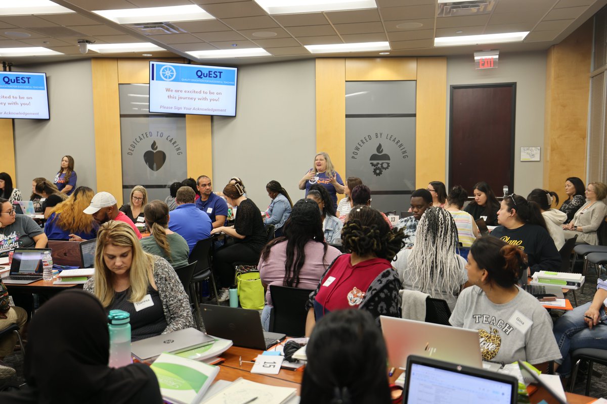 70 members of the first Plano ISD QuEST cohort met today. This partnership w/ PISD, Indiana Wesleyan Univ. &amp; Teachworthy supports employees to earn degrees &amp; teacher certifications. Participants will enter the classroom in teaching roles while receiving support. #BelievePlanoISD