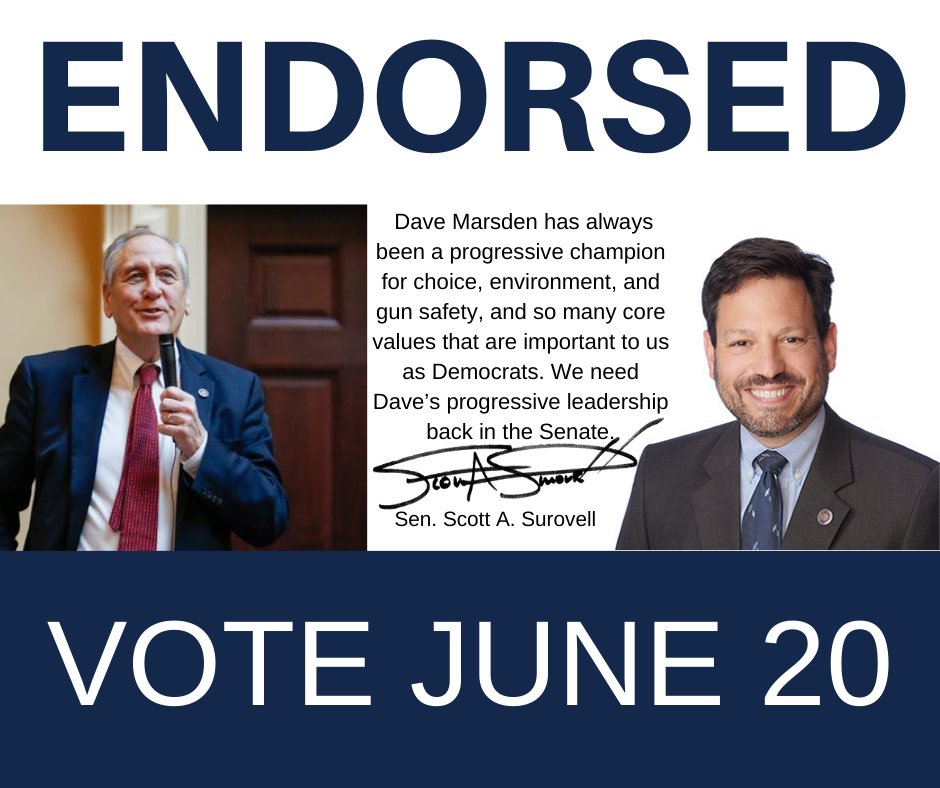 Primary is in one week - please make your plan to vote for <a href="/SenDaveMarsden/">Dave Marsden</a> on June 20!