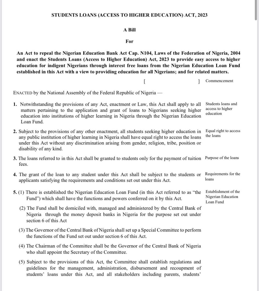 DOlusegun's tweet image. All you need to know about the Student Loan Bill that President Bola Ahmed Tinubu signed into Law today. The bill was the brain child Speaker @femigbaja as majority leader of the HOR in 2019. Bill passed all the reading and was adopted in the NASS