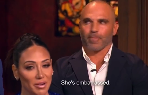 Tre is breaking down over what Joe said about Gia. She breaks down because now it's a she said/he said w/ Gia. You can see the sadness in the room. Heartless Melissa says 'she's embarrassed' She doesn't want them to EVER make up. This is all a joke to her #RHONJ #RHONJreunion