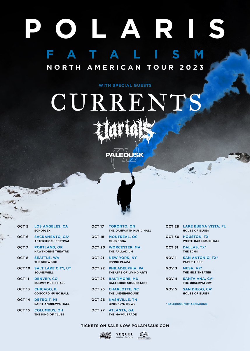 Paledusk_jpn's tweet photo. 🇺🇸US TOUR🇺🇸

America!! 
Your wait is over!!
We'll be joining to @PolarisAus tour with @CurrentsCT and @VarialsPA 🔥

10/5-10/30 までPOLARISとCurrents,Varialsと共にアメリカツアーに参加してまいります！

https://t.co/Kh7QeaR3Uz https://t.co/piqzMdbnTU