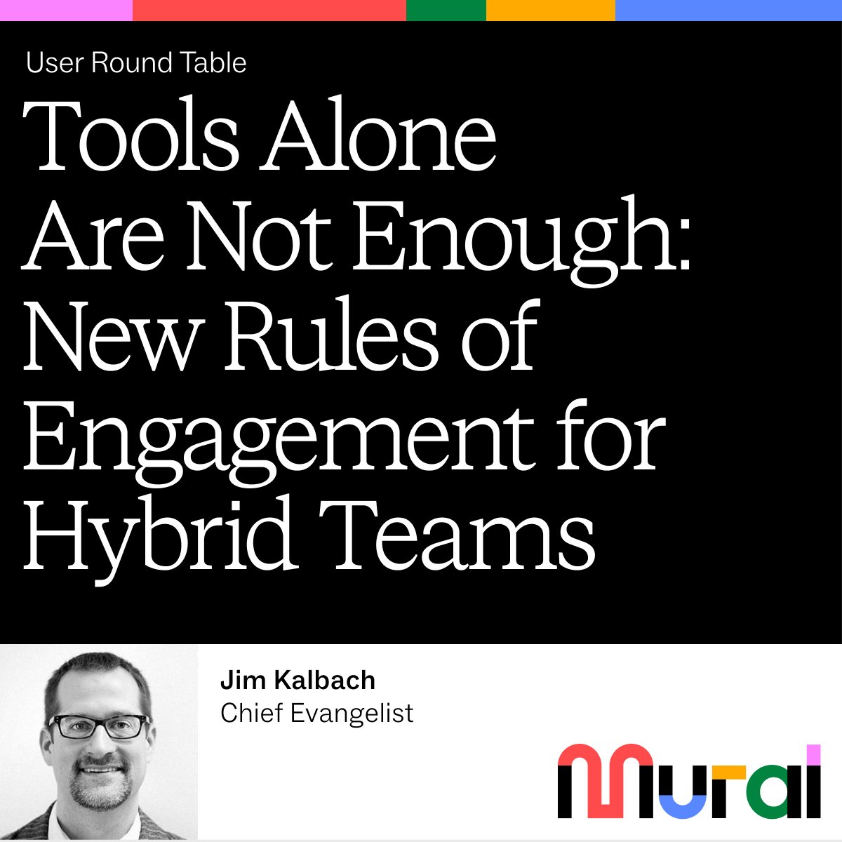 Mural's tweet image. #GartnerDW What really challenges teams? Join our Chief Evangelist, Jim Kalbach, at 2:45 pm today to explore the complexities of modern #hybrid teamwork and walk away with real strategies for boosting connection and productivity. bit.ly/45ZT5gr