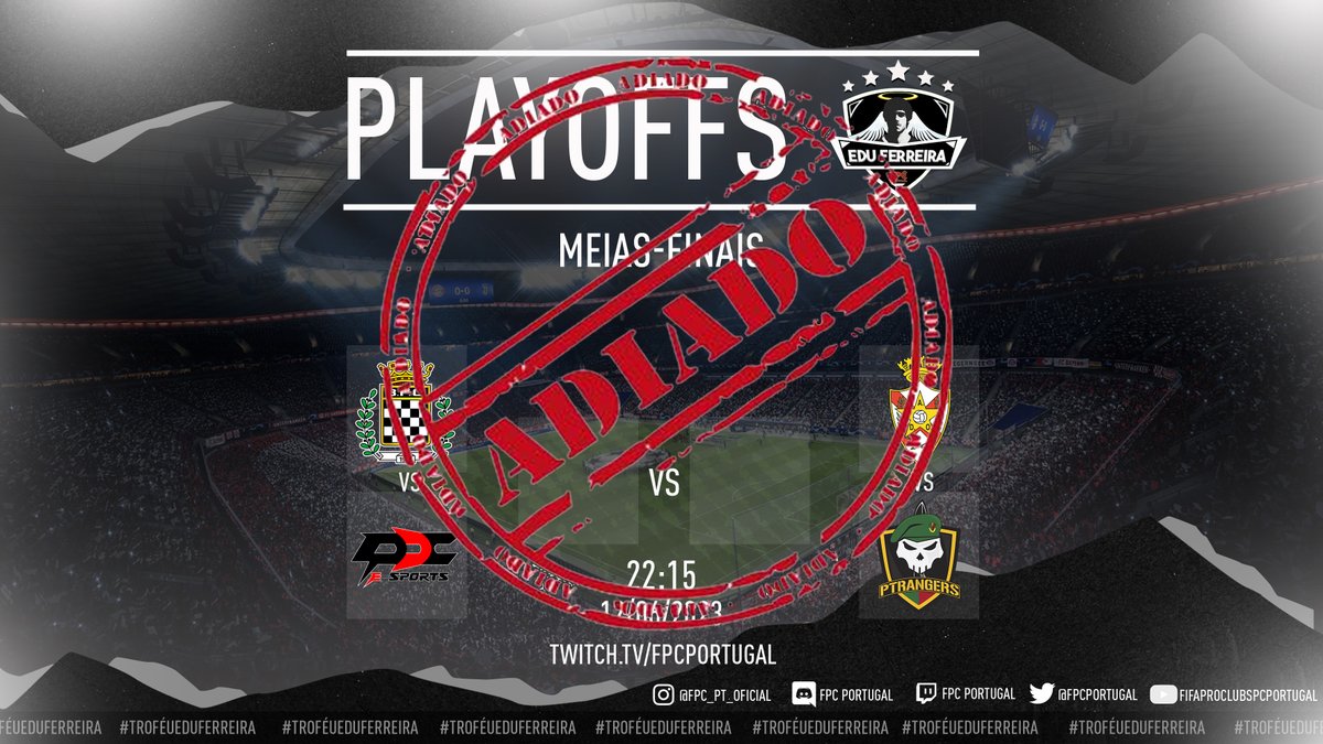 🎗️  Troféu Edu Ferreira - PLAYOFFS

A EA não quis e o Pro Clubs voltou hoje a viver dificuldades para funcionar correctamente. Os playoffs do Troféu Edu ficaram assim adiados para as seguintes datas:

Meias - Quarta, 14 de Junho (22:15)
Final - Segunda, 19 de Junho (22:15)