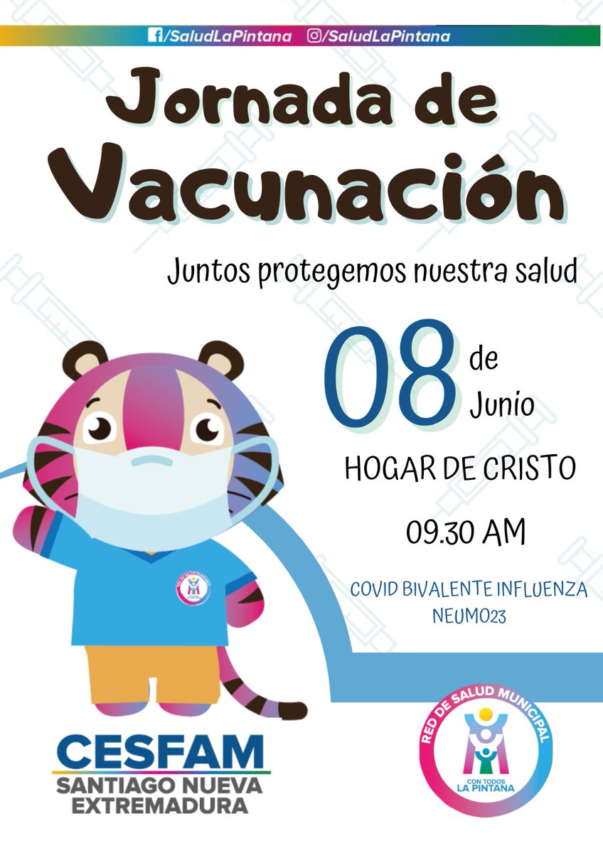 CESFAM_SNE's tweet photo. 📌 El día jueves 08 de junio se llevo a cabo un operativo de vacunación 💉 en @Hdecristo La Pintana.

@SaludPintana
@MuniLaPintana
@JulioSarmientoM https://t.co/scGAXTlVV4